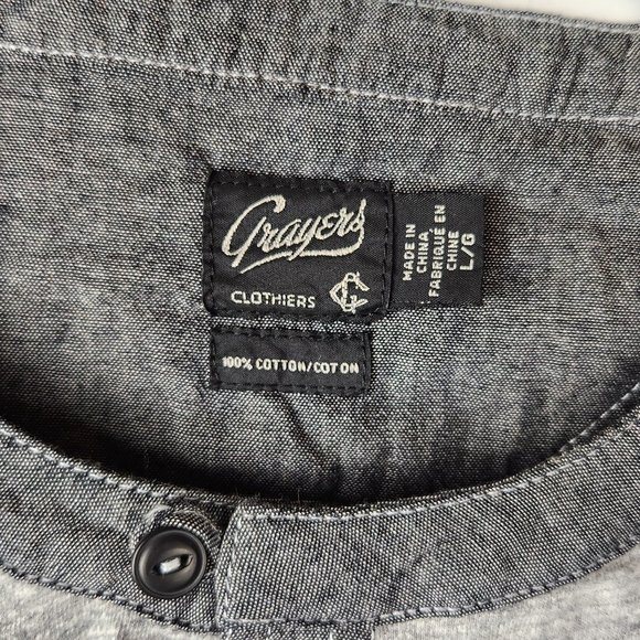 Grayers Heather Gray Cotton Long Sleeve Henley Shirt sz L - Picture 3 of 7